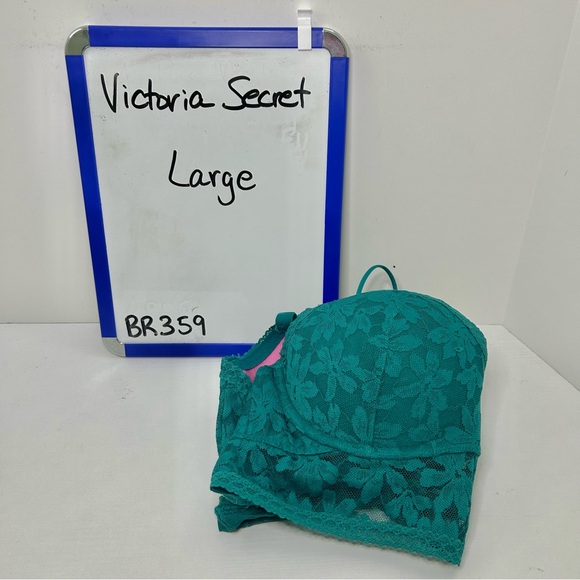 Pink Victoria’s Secret Lace Bralette Push-Up Teal Green Size Large - Picture 14 of 14